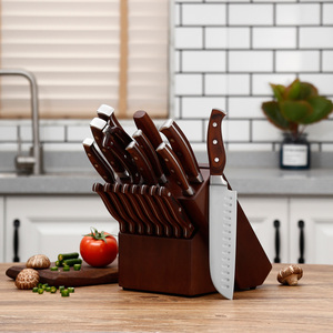 AH01-2 19pcs Stainless Steel Pakka Wood Handle Wooden <strong>Block</strong> <strong>Kitchen</strong> <strong>Knife</strong> <strong>Set</strong> - Product Image 3