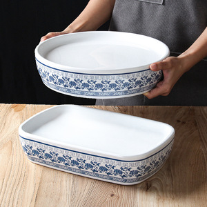 Xiangyuan <b>melamine</b> tableware <b>plates</b> for commercial restaurants and hotels, including blue and white porcelain fish <b>plates</b>, - Product Image 1