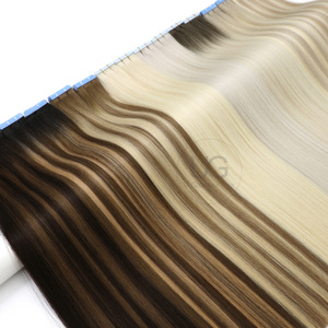 UGlamour Extensioni per Capelli Umani con Nastro Adesivo, Stile Invisibile, Colore Balayage Piano, Capelli Europei, Vendita all'Ingrosso - Product Image 1