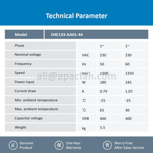 For D4E160-EG06-05 230V AC 180/245W 0.79/1.07A 1300/1350RPM 1230m3/h Frequency Converter Inverter <b>Centrifugal</b> Free Standing - Product Image 3
