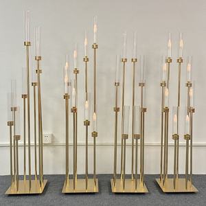 Camino plomo 8 brazo 5 cabezas oro candelabros boda decoración mesa centros de mesa candelabro con acrílico - Product Image 1