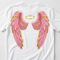 Transfert DTF Ailes d'Ange, Impression DTF pour T-shirt, Transfert thermocollant Cœur d'Ange, Design de transfert DTF à repasser