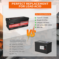 Baterai Lithium LiFePO4 12V 24V 25.6V 100ah 200ah 280ah Baru dengan BMS 100A 6000+ Siklus untuk Inverter Solar RV Bebas Pajak