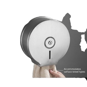Wall Mounted Stainless Steel <b>Towel</b> <b>Holder</b> Circular Modern Design Bathroom <b>Towel</b> Dispenser with Lock Accommodates Various <b>Towel</b> - Product Image 1
