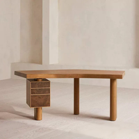 Table de toilette de style minimaliste DISHI, en bois massif, de forme incurvée, bureau pour la maison avec armoire latérale