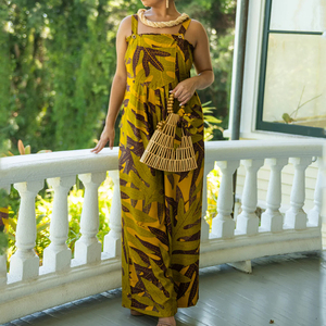 Mono Largo de Pierna Ancha con Estampado Hawaiano Personalizado OEM, de Alta Calidad, 100% Rayón, Tela Suave, con Bolsillos y Botones - Product Image 1