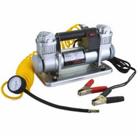 Compresseur d'air pour voiture WZAUTO à double cylindre, 12 V CC, ABS, avec manomètre numérique et lumière d'urgence, 150 PSI