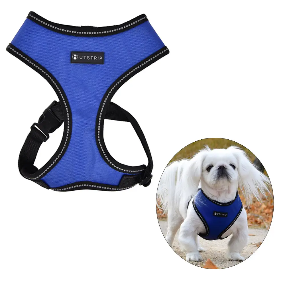 Arnês para cães em tecido oxford azul de alta qualidade de fábrica para comprar e arnês para cães pequenos e médios grandes sem puxar