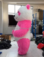 Long Costume gonflable de panda rose à fourrure vêtements 2m/2.6m Costumes de mascotte de panda gonflable costumes pour la Performance des événements