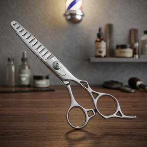 Ciseaux de coiffure professionnels en acier inoxydable à pointe affûtée pour droitiers, manche long, ciseaux à cheveux bleus - Product Image 3