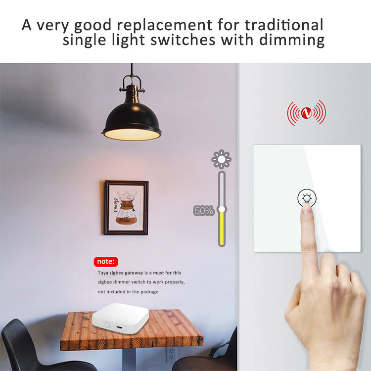 GRSICO 2022 zigbee TUYA US smart dimmer glass touch switch with amazon alexa and google home  wifi remote app control