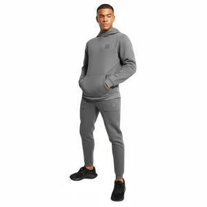 Survêtement à capuche 100% coton pour hommes, ensembles de pantalons de sport, logo personnalisé, coupe régulière pour le printemps, l'automne et l'hiver avec imprimés techniques - Product Image 1