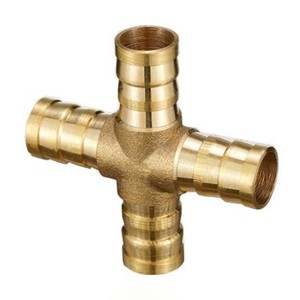 Conector de latón de cuatro vías para manguera de 8 mm, adaptador redondo para conexiones de tuberías de agua, materiales de construcción - Product Image 1