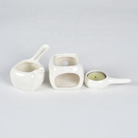 Juego de Calentador de Sake de Cerámica Blanca Brillante, Olla Moderna de Porcelana para Derretir Chocolate con Base de Calentamiento a Vela, Venta al por Mayor