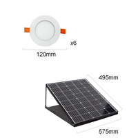 Panneau solaire LED pour puits de lumière 50W, 6 panneaux solaires de 120 mm, peut être équipé d'un capteur radar, éclairage de plafond pour intérieur, maison et bureau