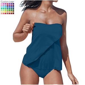 <span class=keywords><strong>Maillot</strong></span> <span class=keywords><strong>de</strong></span> bain deux pièces OEM personnalisé avec logo, pour femme, <span class=keywords><strong>sans</strong></span> bretelles, à volants, style tankini, bandeau, effet ventre plat, blouson, tenue <span class=keywords><strong>de</strong></span> plage, vente en gros - Product Image 1