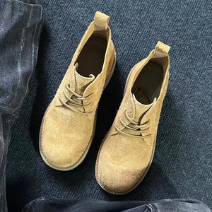 American classic distressed <b>matte</b> leather lace-up ankle boots with round toe thick heel and thick sole suitable for both casual - Product Image 2