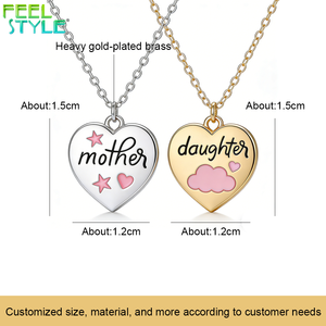 Collar Personalizado para el Dí<span class=keywords><strong>a</strong></span> <span class=keywords><strong>de</strong></span> la <span class=keywords><strong>Madre</strong></span>, Chapado en Oro Grueso PVD, Acero Inoxidable 316L, Colgante <span class=keywords><strong>de</strong></span> Corazón con Letras Esmaltadas <span class=keywords><strong>de</strong></span> <span class=keywords><strong>Madre</strong></span> e <span class=keywords><strong>Hija</strong></span> - Product Image 5