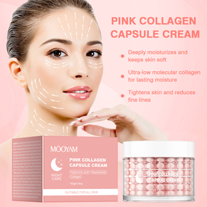 Etiqueta privada OEM <span class=keywords><strong>Pink</strong></span> Collagen Capsule Face Cream con ácido hialurónico y nicotinamida Hidratante 140g MOOYAM Crema facial - Product Image 4