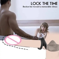 Anneau vibrant pour pénis en ABS souple et silicone de qualité alimentaire, étanche, pour stimulation masculine, autonomie de 90 minutes, noir