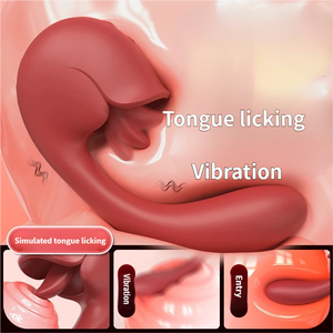 Yüksek Kaliteli Seks Ürünleri Kadın Seks Oyuncakları 2'si 1 Arada Dil Yalama Titreşimli Yatıştırıcı Masaj ve Mastürbatör Seks Vibratörü - Product Image 2