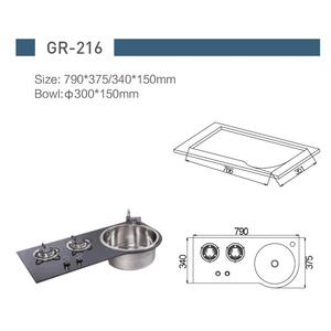 Cuisinière à gaz en acier inoxydable et verre trempé Gr-216 avec évier 790*375*150mm pour camping-cars et yachts - Product Image 3