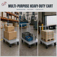 Chariot utilitaire pliable en acier inoxydable à 4 roues certifié NSF, chariot de service commercial pour cuisine, robuste, emballage plat