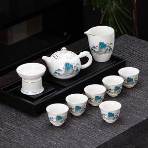 Services à thé en céramique personnalisés, ensemble de tasses à thé Gaiwan en <span class=keywords><strong>porcelaine</strong></span> blanche, vaisselle à thé artisanale de maître, cadeaux, ensemble de vaisselle à boisson chinoise - Product Image 4