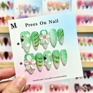 <span class=keywords><strong>Uñas</strong></span> Acrílicas <span class=keywords><strong>de</strong></span> Lujo al por Mayor, 10 Piezas, Diseño Francés, Forma <span class=keywords><strong>de</strong></span> Almendra, Pintadas a Mano en 3D, Reutilizables, <span class=keywords><strong>Uñas</strong></span> Postizas <span class=keywords><strong>de</strong></span> Alta Calidad - Product Image 5