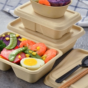 Mẫu miễn phí 100% phân hủy sinh học dùng một lần thực phẩm container thân thiện với môi hộp giấy làm từ bã mía cho cắm trại - Product Image 1