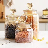 Vente en gros de pots en verre de luxe personnalisés avec revêtement électrolytique et pulvérisation de couleur, pots de rangement pour la cuisine