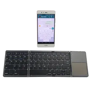 Pequeno mouse dobrável teclado com touchpad, dobrável teclado branco prata para smartphone tablet pc