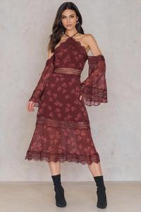De las señoras de moda de gasa de cabestro de hombro Vestido de manga larga de las mujeres - Product Image 6