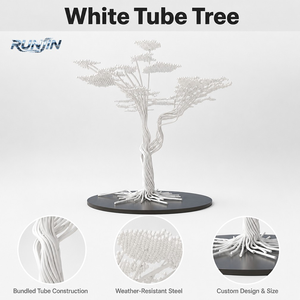 Grande Scultura Bianca in Acciaio Inossidabile Albero della <span class=keywords><strong>Vita</strong></span> per Esterni, Piazza, Rami Intrecciati, Nodo a Sfera, Arte Metallica, Monumento, Personalizzabile dal Produttore - Product Image 2