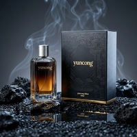 Boîte cadeau rétro de luxe noire et or gaufrée, flacon de parfum transparent à fond épais, cadeaux d'affaires