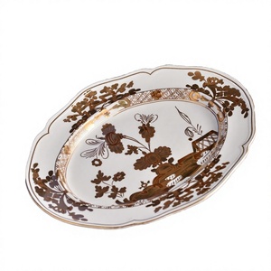 Elegant Floral Europe <b>Disposable</b> Ceramic Oval Serving Tray with Gift Box Porcelain <b>Platter</b> for Wedding Gift and Home Decor - Product Image 2