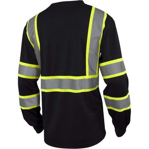 Camiseta de Seguridad de Alta Visibilidad Clase 3, Negra, Manga Larga, Reflectante, Ropa de Trabajo para Hombre - Product Image 3