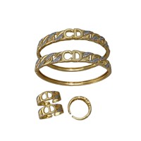 Ensemble de bracelets tendance avec chaîne cubaine, quatre fleurs et zircone, plaqué cuivre or 18 carats, style empilable, vente en gros