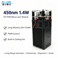 Module de pointeur laser bleu haute puissance 450 nm 1,4 W pour l'indication de cible, le positionnement et l'alignement à 25 m de distance