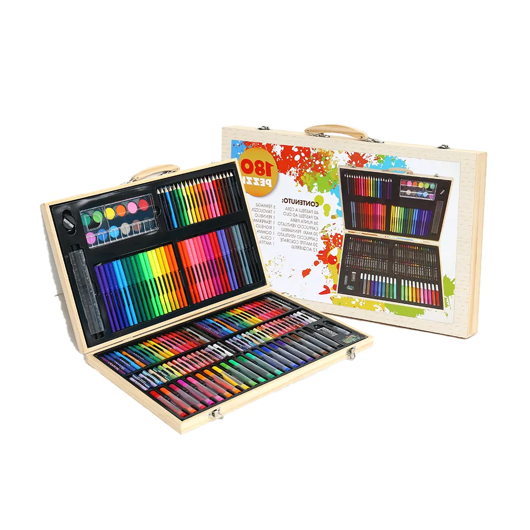 Bomeijia-Set de dibujo artístico para niños, caja personalizada de papelería, conjunto de arte, lápiz de dibujo, Kit de suministros de crayón, 180 Uds.