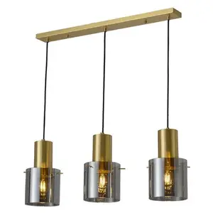 Three Lamps Smoky Glass Shade Antique Hanging Lighting Fixtures E27 220V Light Fixture Simple chandelier Pendant Lights