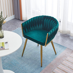 Sillas de comedor tejidas para restaurante modernas muebles para el hogar al por mayor de Metal de terciopelo nórdico de alta calidad para interiores - Product Image 1