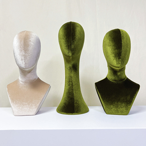 Busto <span class=keywords><strong>de</strong></span> exhibición <span class=keywords><strong>de</strong></span> espuma <span class=keywords><strong>de</strong></span> maniquí con cabeza <span class=keywords><strong>de</strong></span> terciopelo <span class=keywords><strong>de</strong></span> alta calidad para peluquería peluca sombrero joyería <span class=keywords><strong>costura</strong></span> suministro al por mayor - Product Image 1