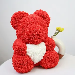 Handmade Pe Romantic Rose Bear Simulation Eternal Flowers Rose Bear Birthday Valentine's Day Gift Foam Bear