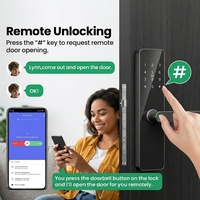 Serrure de porte intelligente facile à installer avec déverrouillage par carte pour contrôle via l'application TTLock, en alliage d'aluminium pour portes en bois (noir)