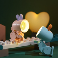 Veilleuse Lapin Mignon avec Base Stable, Alimentée par Pile Bouton, Lampe Murale Miniature en Forme d'Animal, Veilleuse Pliante pour le Sommeil
