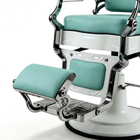 Fauteuil de barbier hydraulique vintage vert menthe, pivotant à 360°, inclinable, en cuir PU, robuste, pour salon de coiffure