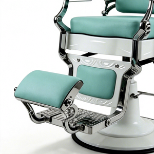Sillón de Barbero Hidráulico Vintage Verde <span class=keywords><strong>Menta</strong></span>, Giratorio 360°, Reclinable, de Cuero PU Resistente, para Barbería - Product Image 2