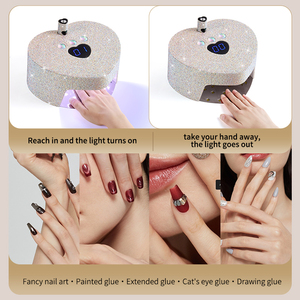 Lampe à ongles UV LED en forme de cœur 86W, 9600mAh, rechargeable sans fil, sèche-ongles avec strass - Product Image 4