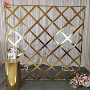 ฉากหลังงานแต่งงานแบบเรียบหรูทันสมัยลายตารางเพชร ชั้นวางของตกแต่งเวทีงานแต่งงาน - Product Image 1